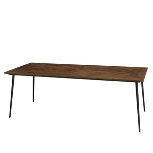 Kiara - table à manger bois recyclé rect. 220x100cm formes géométriques