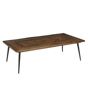 Kiara - table basse en bois recyclé rect. 135x70cm formes géométriques