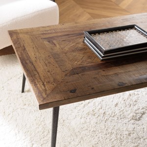 Kiara - table basse en bois recyclé rect. 135x70cm formes géométriques