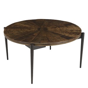Kiara - table basse ronde 80x80cm bois recyclé pieds métal noir