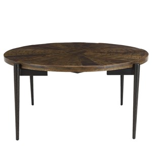 Kiara - table basse ronde 80x80cm bois recyclé pieds métal noir