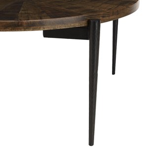 Kiara - table basse ronde 80x80cm bois recyclé pieds métal noir