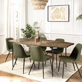Kiara - table à manger bords concaves 200x100cm bois recyclé