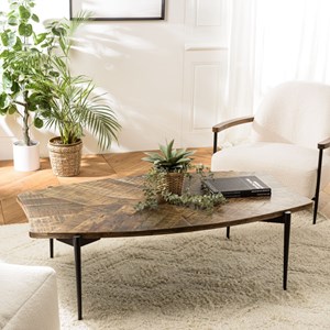 Kiara - table basse bords concaves 135x75cm en bois recyclé