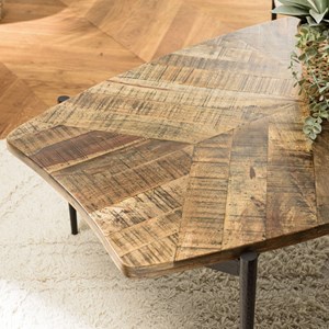 Kiara - table basse bords concaves 135x75cm en bois recyclé