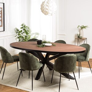 Basile - table à manger 220x110 effet pierre couleur marron