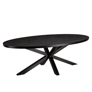 Basile - table à manger 220x110cm effet pierre motifs dorés