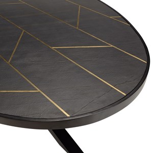 Basile - table à manger 220x110cm effet pierre motifs dorés