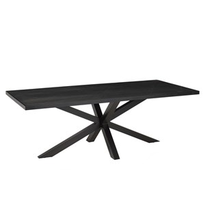 Basile - table à manger 220x100cm plateau noir effet pierre