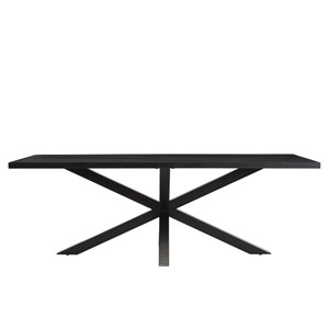 Basile - table à manger 220x100cm plateau noir effet pierre