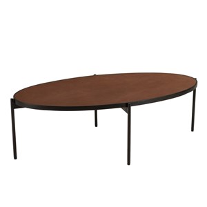 Basile - table basse ovale 131x65cm effet pierre couleur marron
