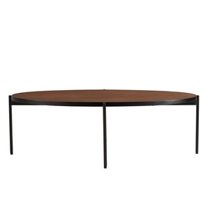 Basile - table basse ovale 131x65cm effet pierre couleur marron