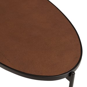 Basile - table basse ovale 131x65cm effet pierre couleur marron
