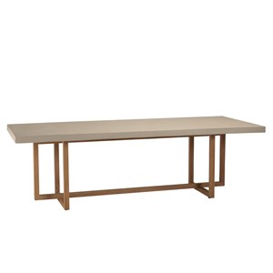 Dak - table à manger rect. 243x100cm en béton et bois de teck beige