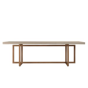 Dak - table à manger rect. 243x100cm en béton et bois de teck beige