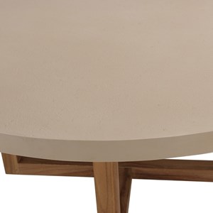 Dak - table à manger ronde 153x153cm en béton et bois de teck beige