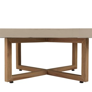 Dak - table basse ronde 92x92cm en béton et bois de teck beige