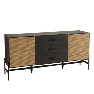 Charlie - buffet bois 3 tiroirs 2 portes pin marron et noir