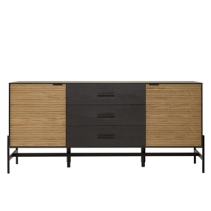 Charlie - buffet bois 3 tiroirs 2 portes pin marron et noir