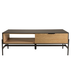 Charlie - table basse 2 tiroirs 1 niche en bois pin marron et noire