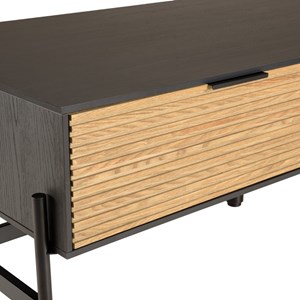 Charlie - table basse 2 tiroirs 1 niche en bois pin marron et noire