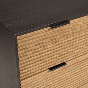 Charlie - commode bois marron et noire 3 tiroirs pin pieds métal
