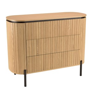 Charlie - commode bois 3 tiroirs style rétro pin marron