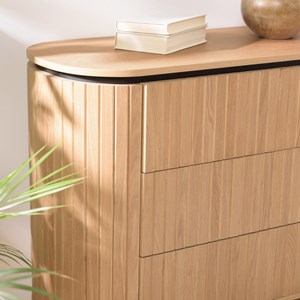 Charlie - commode bois 3 tiroirs style rétro pin marron