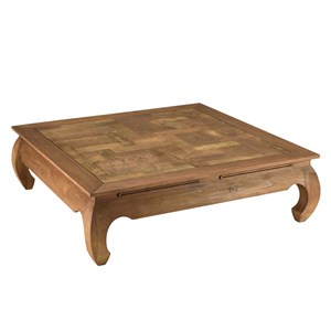 Sixtine - table opium 120x120cm bois de teck recyclé plateau mosaïque