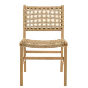 Valeria - lot de 2 chaises jardin en bois de teck naturel rotin beige