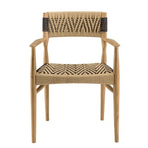 Valeria - lot de 2 fauteuils jardin en bois teck rotin beige et noir