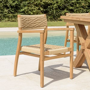 Valeria - lot de 2 fauteuils jardin en bois teck rotin motif losange