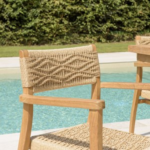 Valeria - lot de 2 fauteuils jardin en bois teck rotin motif losange