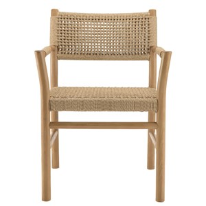 Valeria - lot de 2 fauteuils jardin accoudoirs bois teck rotin beige