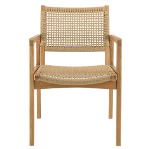 Valeria - lot de 2 fauteuils jardin en bois teck naturel rotin beige