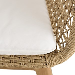 Valeria - lot de 2 fauteuils jardin en bois teck rotin et coussin blanc