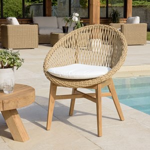 Valeria - lot de 2 fauteuils jardin arrondi en bois teck rotin