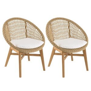 Valeria - lot de 2 fauteuils jardin arrondi en bois teck rotin