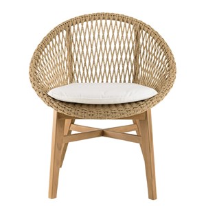 Valeria - lot de 2 fauteuils jardin arrondi en bois teck rotin