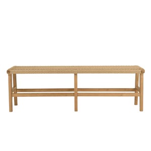 Valeria - banc de jardin 3 places bois de teck assise rotin beige