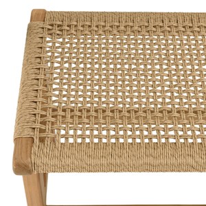 Valeria - banc de jardin 3 places bois de teck assise rotin beige