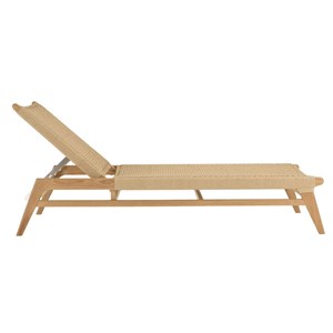 Valeria - bain de soleil en bois de teck naturel et rotin beige