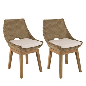 Kally - lot de 2 chaises jardin rotin synth. Et coussin pieds droits