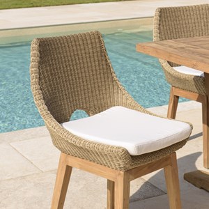 Kally - lot de 2 chaises jardin rotin synth. Et coussin pieds droits