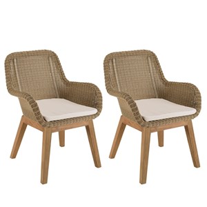 Kally - lot 2 fauteuils jardin rotin synth. Et coussin pieds droits
