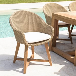 Kally - lot 2 fauteuils jardin rotin synth. Et coussin pieds croisés