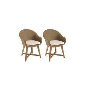 Kally - lot 2 fauteuils jardin rotin synth. Et coussin pieds croisés