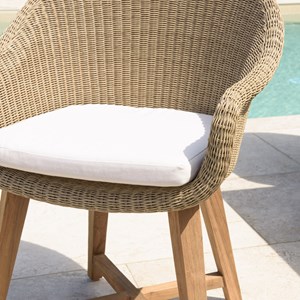 Kally - lot 2 fauteuils jardin rotin synth. Et coussin pieds croisés