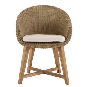 Kally - lot 2 fauteuils jardin rotin synth. Et coussin pieds croisés