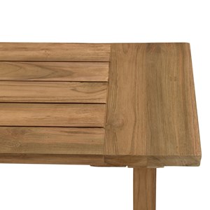 Kally - banc de jardin 270x35cm en bois teck recyclé pieds croisés